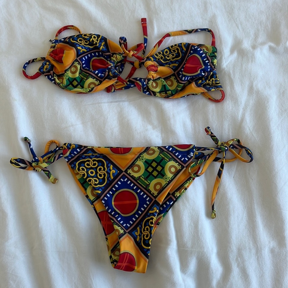Printed Bandeau Bikini Set